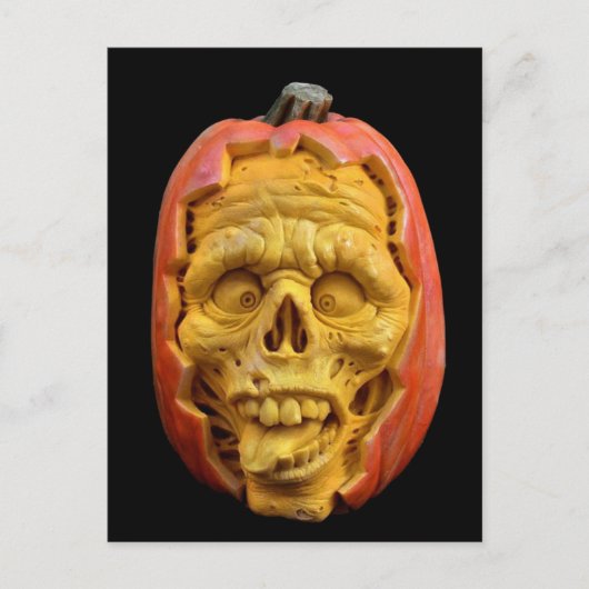 Halloween Sculpted Jack-O’-Lantern Scary Face Briefkaart (Voorkant)