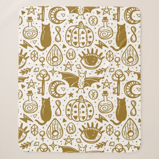 Halloween seamless pattern. Holiday golden ink sil Sherpa Deken (Voorkant)
