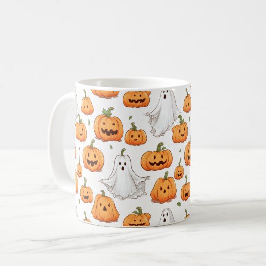 Halloween Seamless Pattern Koffiemok (Voorkant links)
