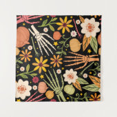 Halloween seamless pattern with bones and floral e wandkleed (Voorkant (horizontaal))