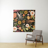 Halloween seamless pattern with bones and floral e wandkleed (In Situ (horizontaal))