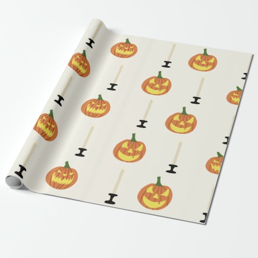 Halloween seamless pattern with pumpkins and candl cadeaupapier (Uitgerold)
