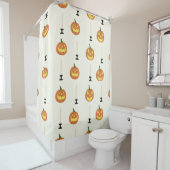 Halloween seamless pattern with pumpkins and candl douchegordijn (In situ)