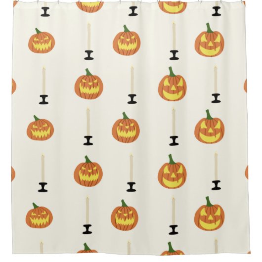 Halloween seamless pattern with pumpkins and candl douchegordijn (Voorkant)