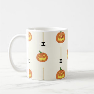 Halloween seamless pattern with pumpkins and candl koffiemok