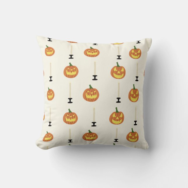Halloween seamless pattern with pumpkins and candl kussen (Voorkant)