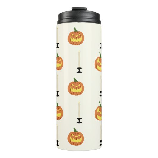 Halloween seamless pattern with pumpkins and candl thermosbeker (Voorkant)