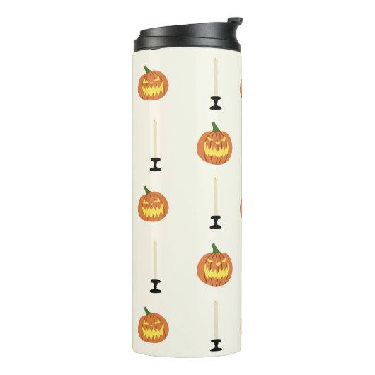 Halloween seamless pattern with pumpkins and candl thermosbeker (Gedraaid links)