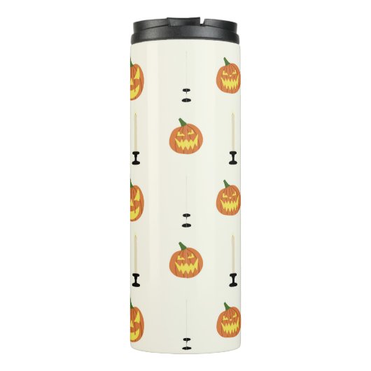 Halloween seamless pattern with pumpkins and candl thermosbeker (Achterkant)
