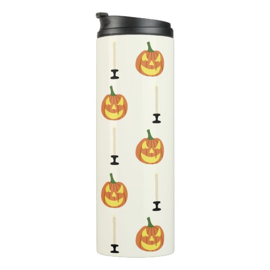 Halloween seamless pattern with pumpkins and candl thermosbeker (Geroteerd rechts)