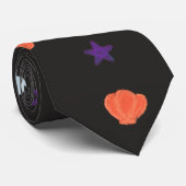 Halloween Seashells Zee Stars Parels in het zwart Stropdas (Opgerold)