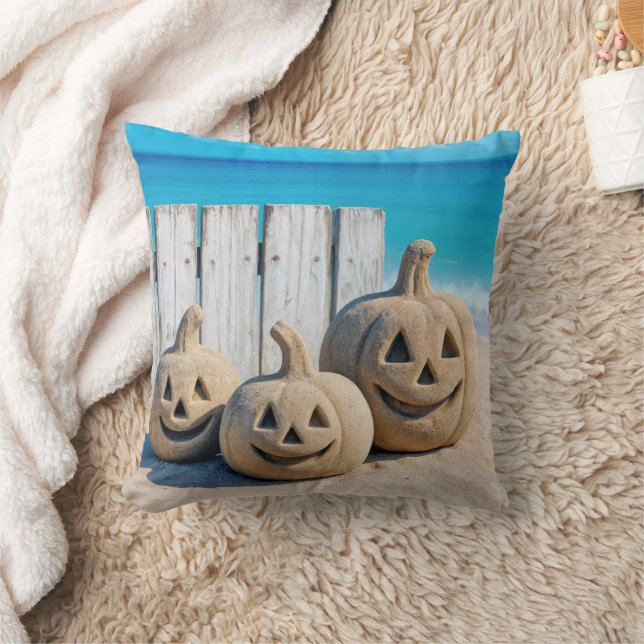 Halloween Seashore Sand Jack o' Lanterns  Kussen (Deken)