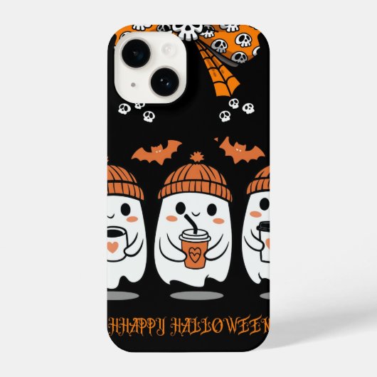 Halloween Season – fantômes cosy café iPhone Hoesje (Achterkant)