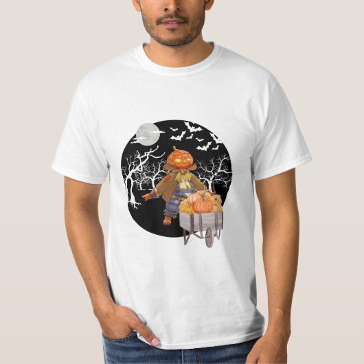 Halloween seizoen pompoen eng ontwerp t-shirt (Voorkant)