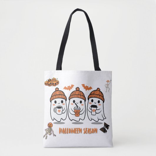 Halloween-seizoen – schattige spookkoffie tote bag (Voorkant)