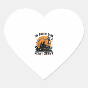 Halloween serveerster shirt bezem gebroken humor_1 hart sticker