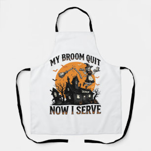 Halloween serveerster shirt bezem gebroken humor_1 schort