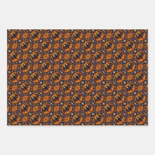 Halloween Set 2: Bat & Two Plaid Patterns Inpakpapier Vel (Voorkant)