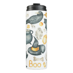 Halloween set: bat, black cat, spin, zwarte kraai thermosbeker