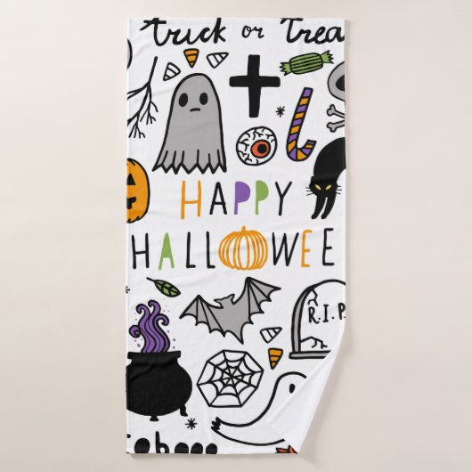 Halloween  set. Cute halloween icon verzamelt Badhanddoek (Badhanddoek)
