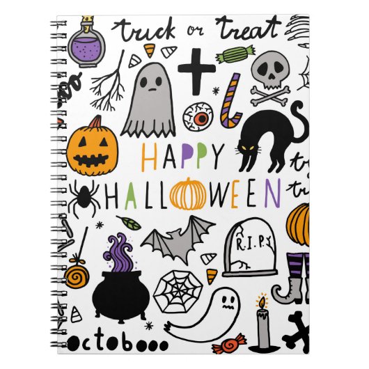 Halloween  set. Cute halloween icon verzamelt Notitieboek (Voorkant)