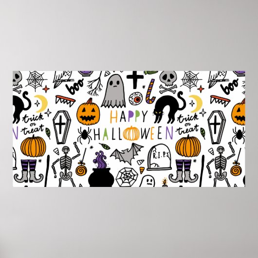 Halloween  set. Cute halloween icon verzamelt Poster (Voorkant)