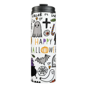Halloween  set. Cute halloween icon verzamelt Thermosbeker