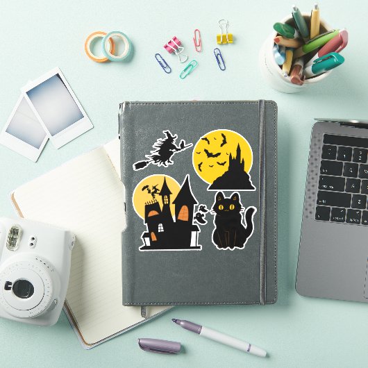 Halloween Set Haunted House Castle Cat Witch Sticker (iPad Cover)