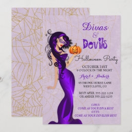 Halloween Sexy Diva in Masker met Pompoen Kaart
