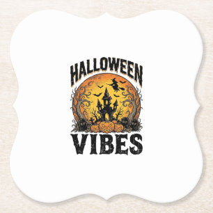 Halloween-sfeer Vintage Griezelige Maan Shirt Ontw Kartonnen Onderzetters