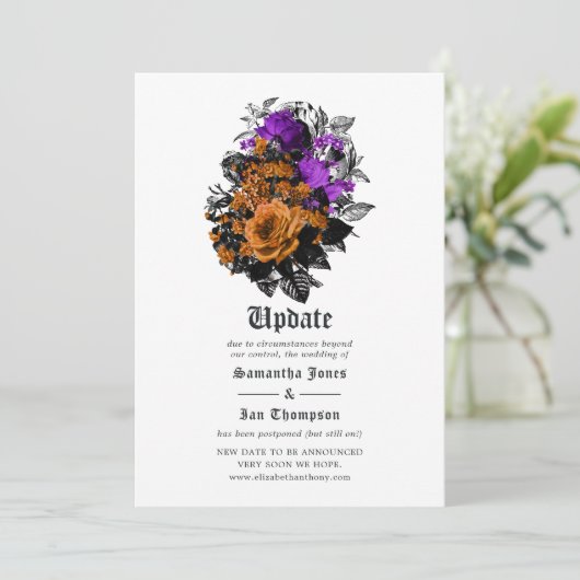 Halloween Shabby Floral Wedding Update Kaart (Staand voorkant)