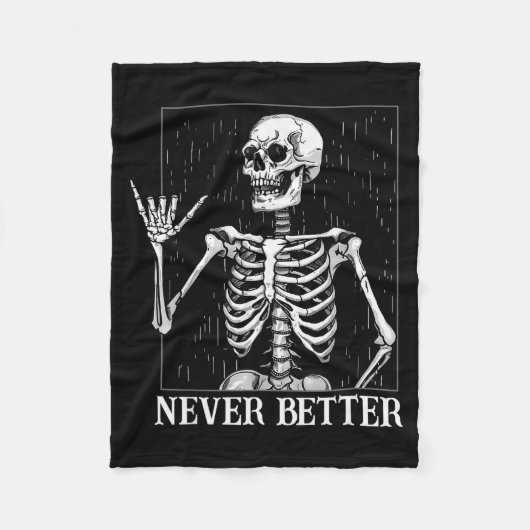 Halloween Shaka Handgebaar Nooit Beter Skelet Fu Fleece Deken (Voorkant)