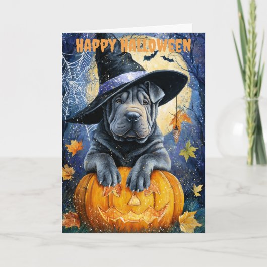 Halloween Shar Pei Dog Feestdagen Kaart (Voorkant)