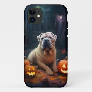 Halloween Shar Pei met pompoenen eng Case-Mate iPhone Case
