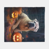 Halloween Shar Pei met pompoenen eng Fleece Deken (Voorkant (Horizontaal))