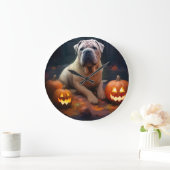 Halloween Shar Pei met pompoenen eng Grote Klok (Huis)