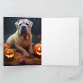 Halloween Shar Pei met pompoenen eng Kaart (Binnen)
