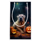 Halloween Shar Pei met pompoenen eng Klein Cadeauzakje (Voorkant)