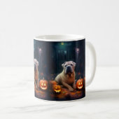 Halloween Shar Pei met pompoenen eng Koffiemok (Voorkant rechts)