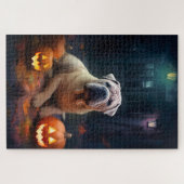 Halloween Shar Pei met pompoenen eng Legpuzzel (Horizontaal)