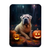 Halloween Shar Pei met pompoenen eng Magneet (Verticaal)