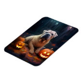 Halloween Shar Pei met pompoenen eng Magneet (Linkerzijde)
