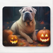 Halloween Shar Pei met pompoenen eng Muismat (Voorkant)