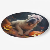 Halloween Shar Pei met pompoenen eng Papieren Bordje (Gekanteld)