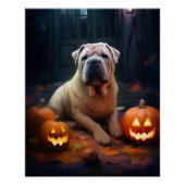 Halloween Shar Pei met pompoenen eng Perfect Poster (Voorkant)