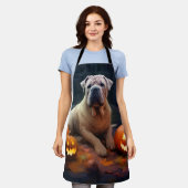 Halloween Shar Pei met pompoenen eng Schort (Gedragen)