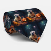 Halloween Shar Pei met pompoenen eng Stropdas (Opgerold)