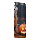 Halloween Shar Pei met pompoenen eng Thermosbeker (Geroteerd rechts)
