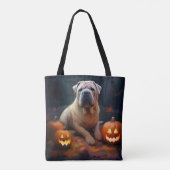 Halloween Shar Pei met pompoenen eng Tote Bag (Achterkant)
