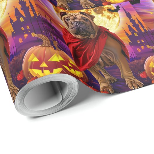 Halloween Shar Pei Vampire Pumpkins eng Cadeaupapier (Rol Hoek)